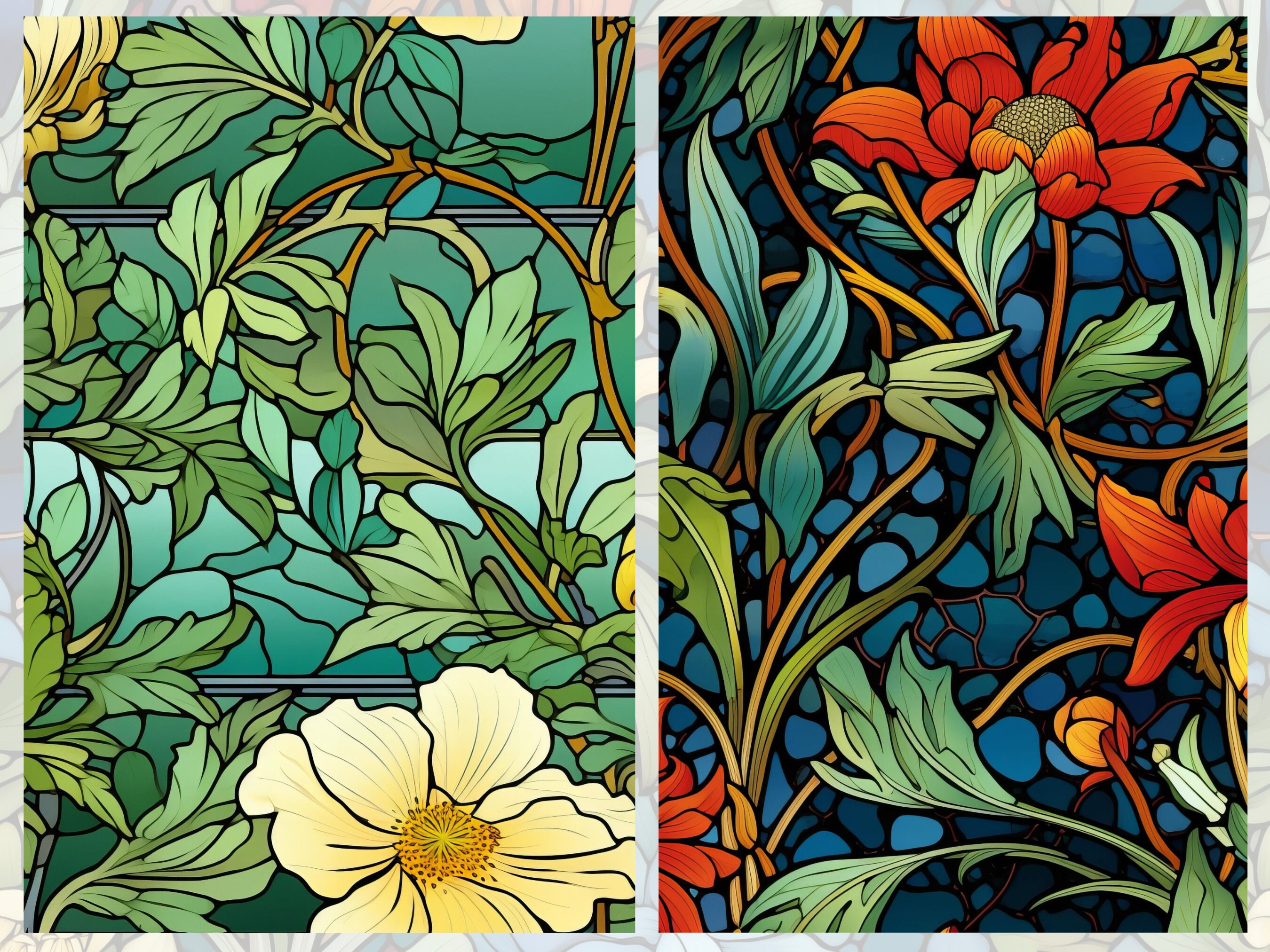 William Morris Inspired Stained Glass Seamless Patterns, Digital Download, Flowers, Nature, Botanical, Paper Crafts, Seamless Textures - Etsy William Morris Inspired Stained Glass Seamless Patterns, Digital Download, Flowers, Nature, Botanical, Paper Crafts, Seamless Textures - Etsy