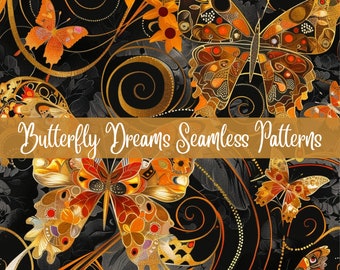 Butterfly Dreams Seamless Patterns, Printable, Digital Download, POD, Craft Supplies, Paper Making, Card Making, Crafts, Journals, Scrapbook