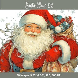 Santa Claus Father Christmas Clip Art Digital Downloads Printable Art Card Making Collage Supplies Paper Crafts Christmas Art