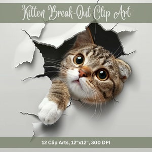 Ausbruch Kätzchen Hole-in-the-Wall Clip Art Digital Download Printables POD Handwerk Zubehör Kartenherstellung Papier Handwerk Kätzchen Katzen