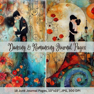 Balli e avventure romantiche Pagine di diario spazzatura Download digitali Pagine stampabili Materiali per artigianato Pagine collage Arti e mestieri Scrapbooking romantico