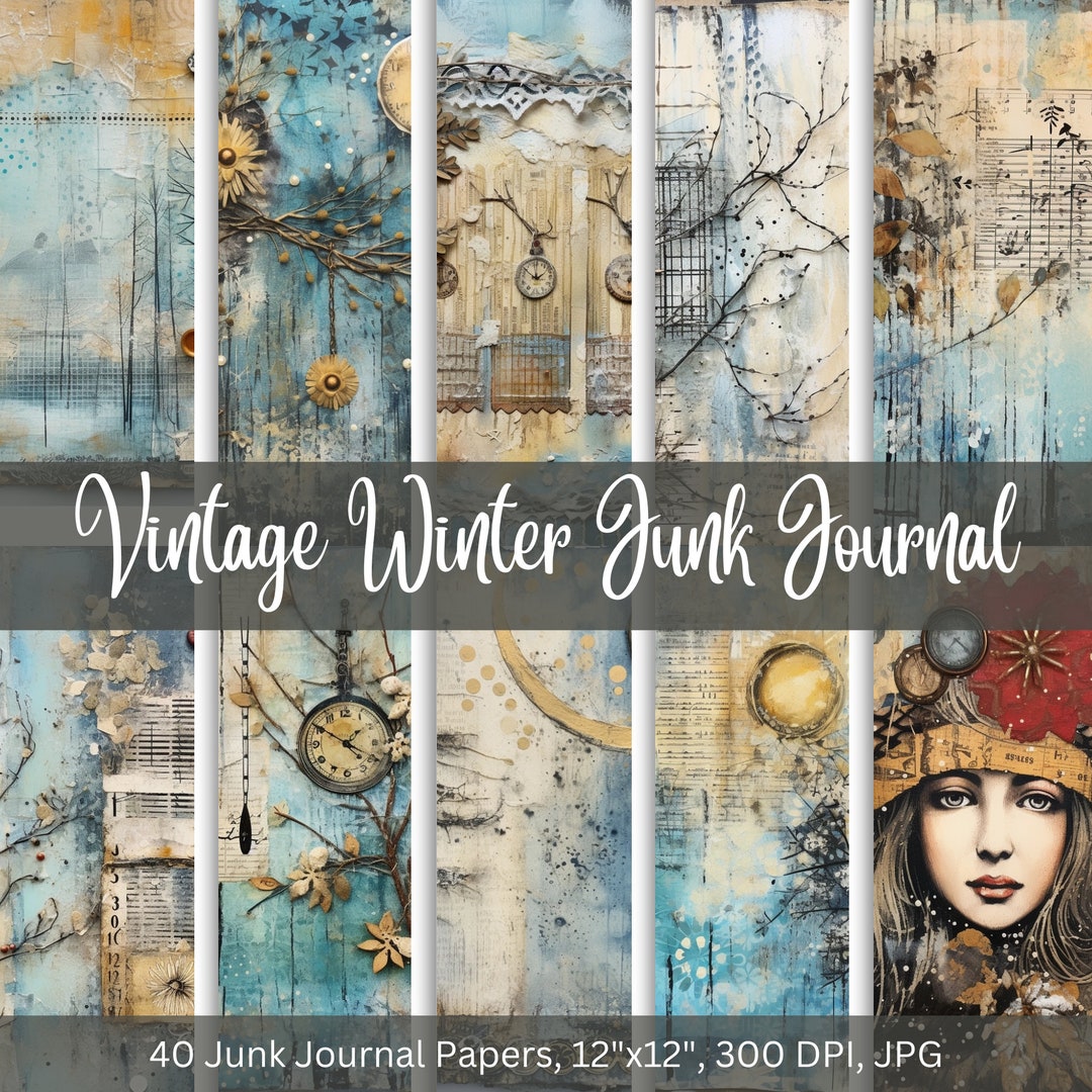 Vintage Winter Junk Journal Pages: Scrapbook Ephemera (digital Download ...