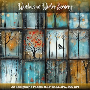Fenster im Winter Clip Art Hintergrund Papiere Digitale Downloads Druckbare Kunst Papier Handwerk Print on Demand Kartenherstellung