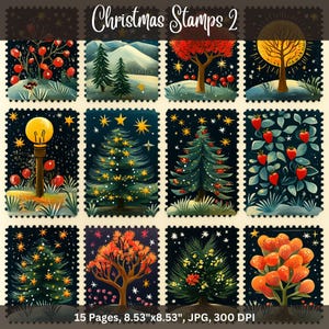 Weihnachtsbriefmarken Briefmarken Weihnachten Clip Art Digitale Downloads Druckbare Kunst Papier Handwerk Collage Papier Kunsthandwerk