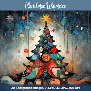 Christmas Whimsies Background Papers: Printable Clip Art (Digital Download)