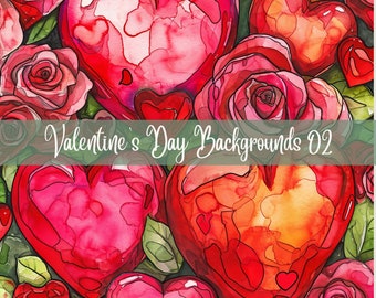 Valentine's Day Background Papers, Valentine's Day, Craft Supplies, Card-Making, Background Papers, Digital Download, Clip Art