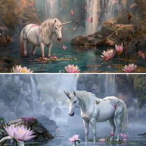 Unicorns and Waterfalls Clip Art Digital Downloads Printable Clip Art ...