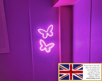 Message me for Custom Neon Signs! Butterfly Mini Neon Light - Dimmer - Wall Light Decoration Lamp - Custom Neon Signs For Business Home