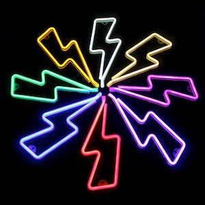 Lightning Bolt Mini Neon Light - Dimmer / Dimmable - Wall Light Decoration Lamp - Blue Pink Red Purple White