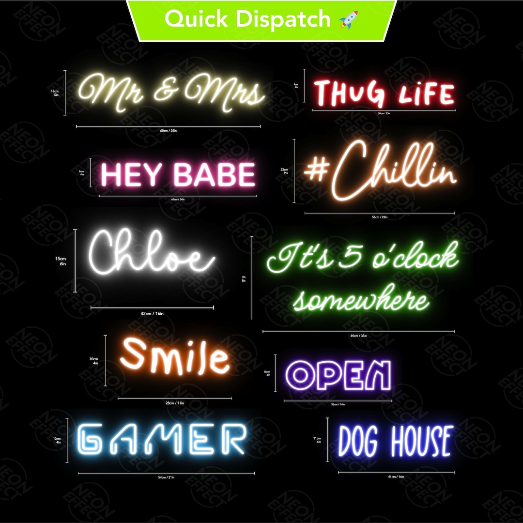 Custom Neon Signs Instant Quote Mockup 24 Month Warranty FREE MINI NEON