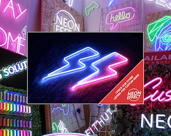 Message me for Custom Neon Signs! Lightning Bolt Mini Neon Light - Dimmer - Wall Light Decoration Lamp - Blue Pink Red Purple White