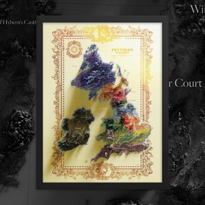 3D Gerahmte Reliefkarte von Prythian - ACOTAR - Licht