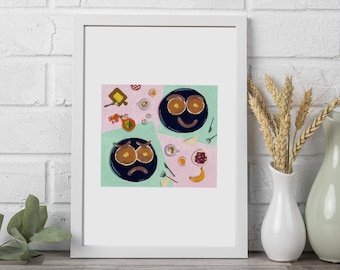 Pancakes - gouache art print