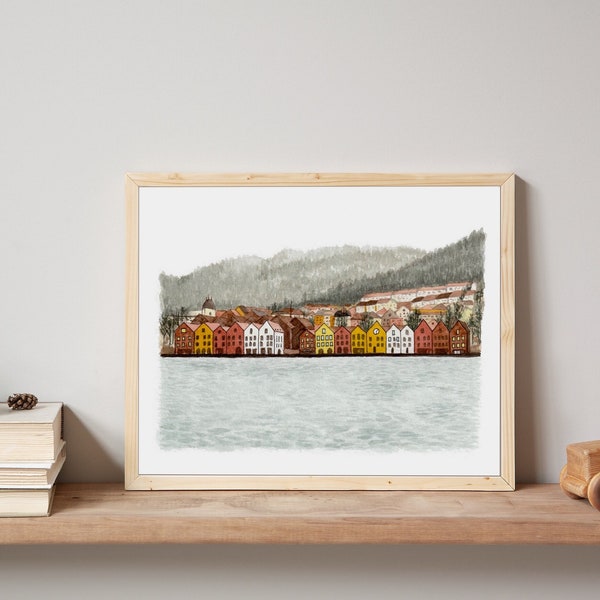 Nordic houses - watercolour art print