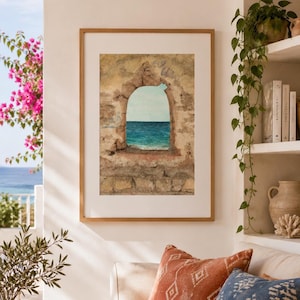 Coastal Greece Unframed Print – Chania Crete Wall Art – Mediterranean Beach Decor – Travel Poster