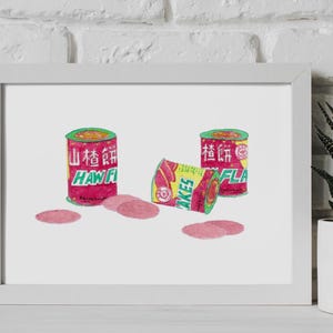 Haw Flakes Unframed Print – Chinese Snack Wall Art – Hong Kong Food Illustration – Nostalgic Retro Asian Candy Poster image 2