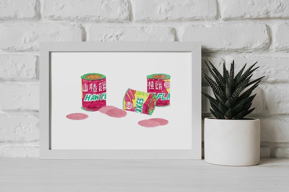 Haw Flakes Unframed Print – Chinese Snack Wall Art – Hong Kong Food Illustration – Nostalgic Retro Asian Candy Poster