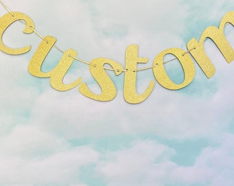 Custom One or Two Lines Glitter Banner, Personalized Banner, Party Sign, Wedding, Bridal Shower, Baby Shower, Birthday Banner.