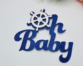 Oh Baby Nautical Cake Topper, Nautical Cupcake Topper, Baby Shower Centerpiece, Nautical Party Decor Nautical Theme