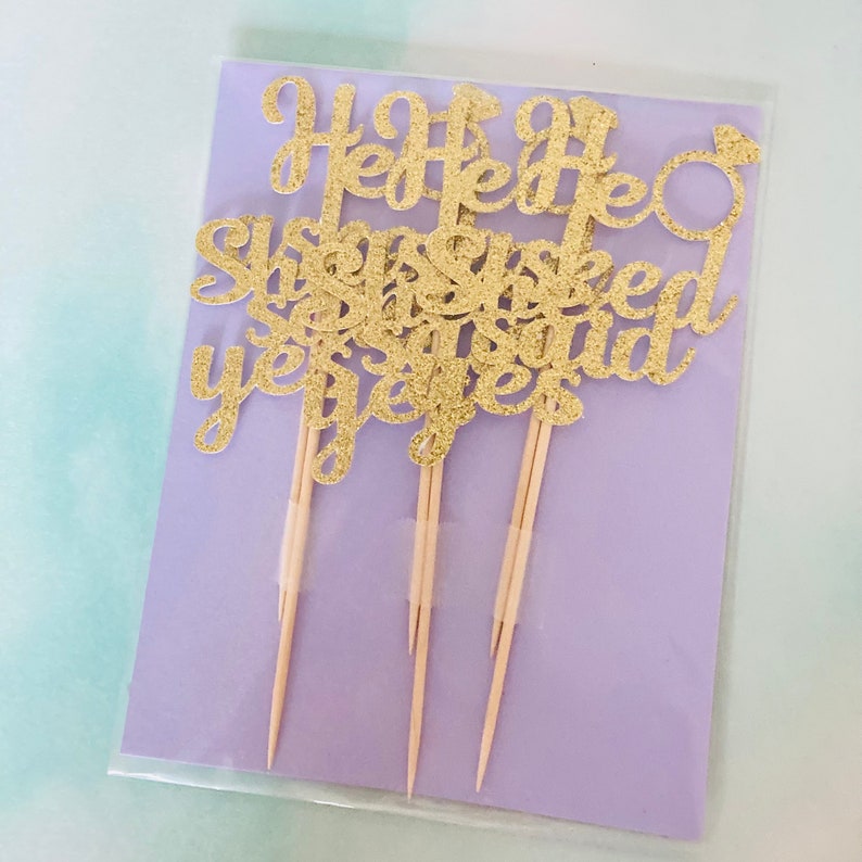 24 Pezzi Topper Per Cupcake She Said Yes – Cuore Glitter Rosa Chiaro, Decorazioni Per Fidanzamento E Matrimonio - 6