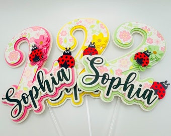 Custom Name and Age Love Bug Cake Topper, Love Bug Party Decorations, Bug Birthday Party Decor