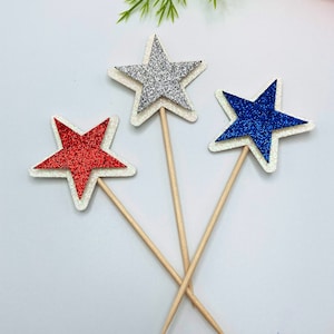 Fourth of July Cupcake Toppers Set | Star Cupcake Toppers |