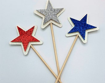 Fourth of July Cupcake Toppers Set | Star Cupcake Toppers |