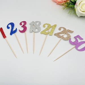 Age Cupcake Topper Set, Custom Age Cupcake Topper, Any Number Glitter Topper