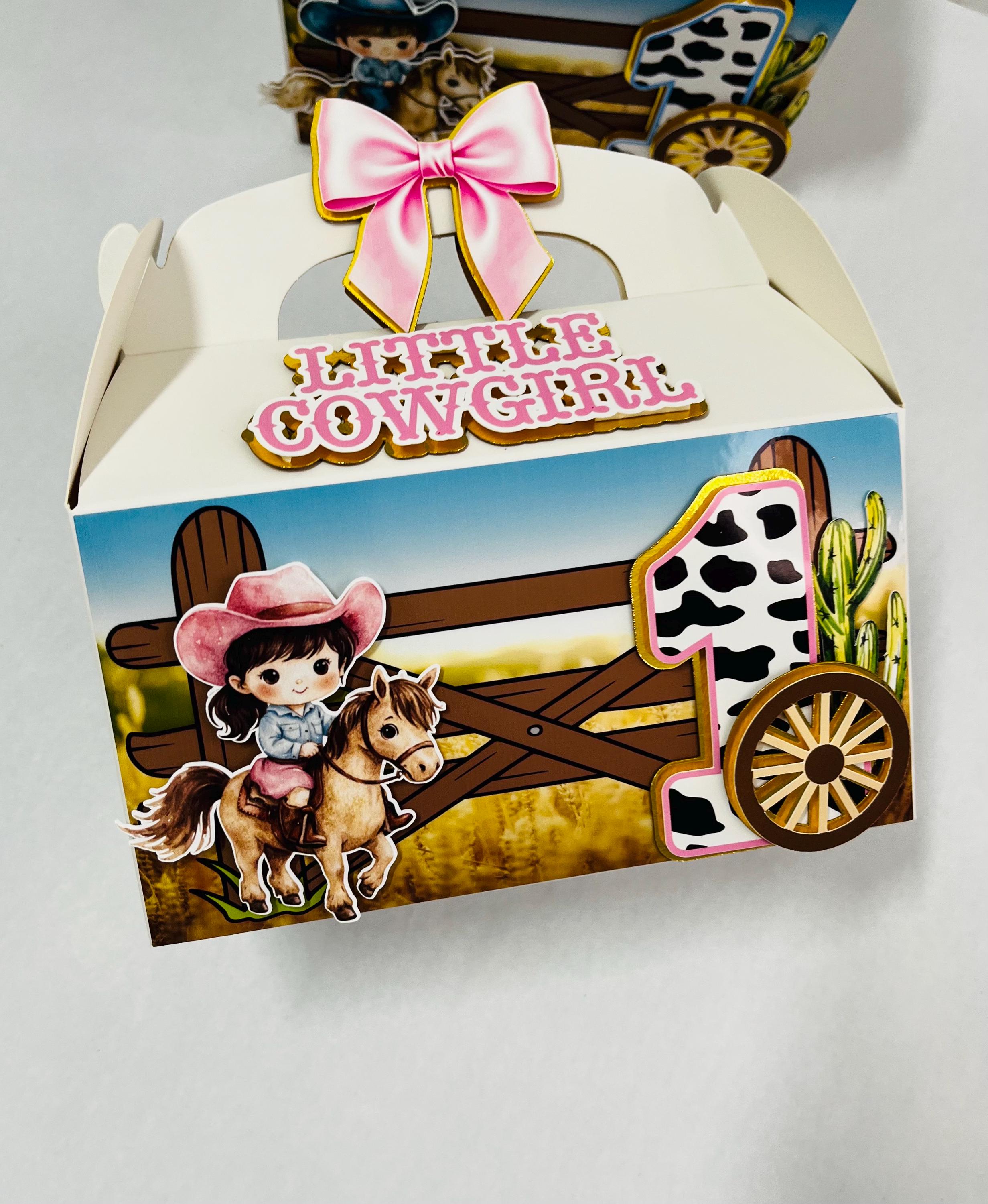 Personalized First Rodeo Favor Boxes, Cowboy Cowgirl Birthday Treat ...