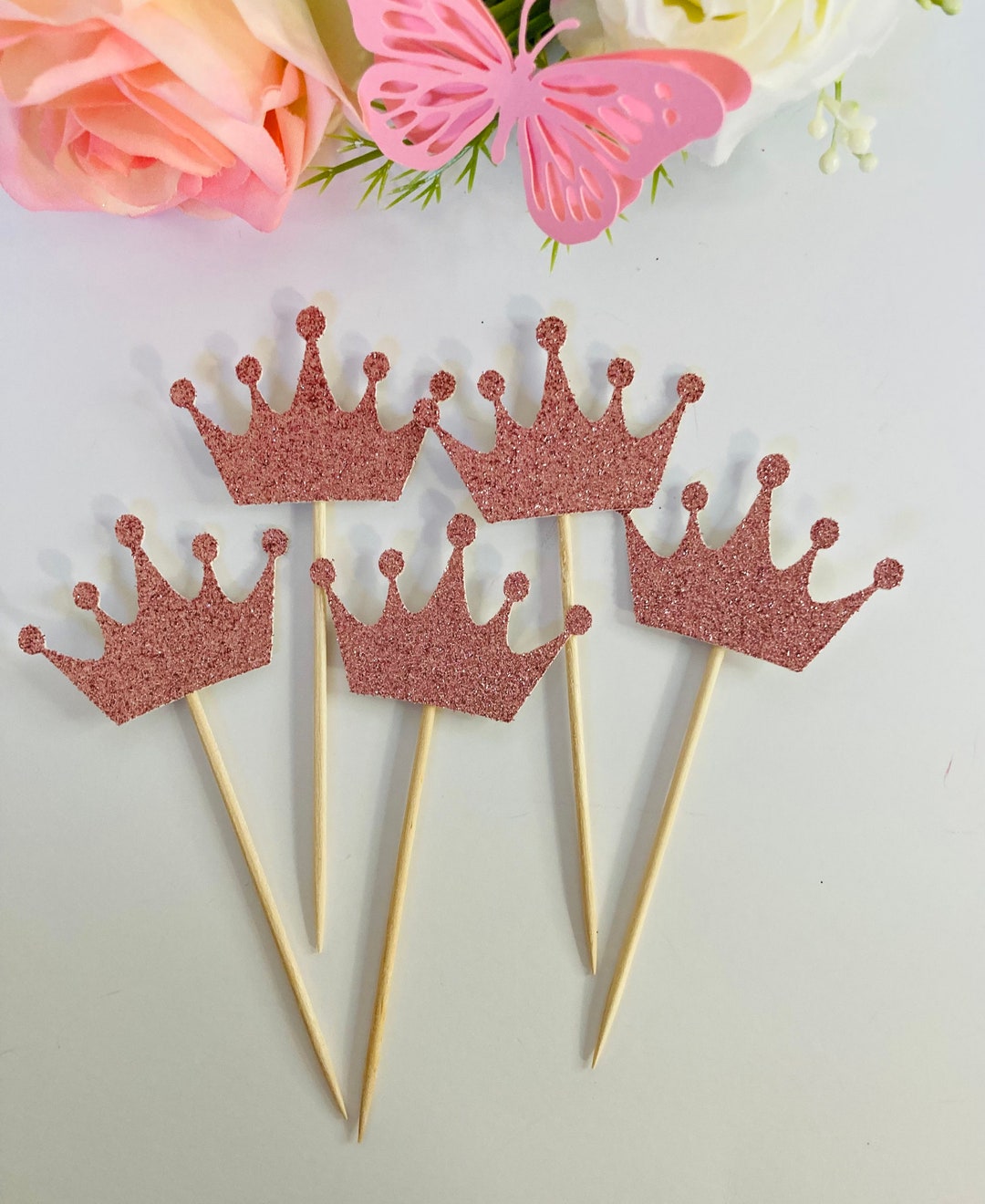 Glitter Crown Cupcake Toppers, Princess Cupcake Toppers,girls Birthday