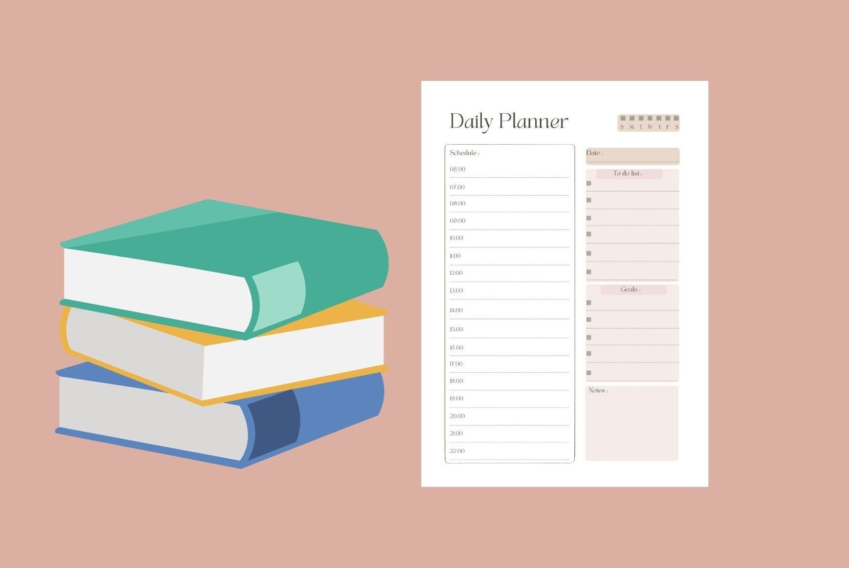 Printable Tee Pink Daily Planner Daily Schedule Template Etsy Printable Tee Pink Daily Planner Daily Schedule Template Etsy