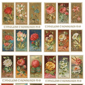 JUNK JOURNAL KIT, 24 carte vintage floreali, collage di fiori rose giglio, carte antiche scrapbook, kit digitale effimero, decoupage di carta di riso