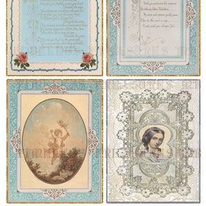 4 VINTAGE VALENTINES CARDS with cupid, poems, vintage lady, junk journal kit, scrapbook ephemera craft work set 2 size, 300 dpi, pdf and jpg