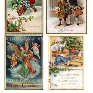 20 VINTAGE CARTOLINE DI NATALE inverno neve digitale stampabile scrapbook collage fogli vittoriano bambini arte effimero spazzatura diario kit artigianato