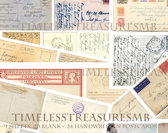 Postales antiguas imprimibles, recuerdos para diarios basura (descarga digital)