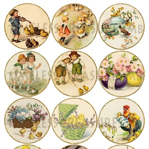 12 OSTERN DRUCKBARE KARTEN Kreise Vintage, Frohe Ostern, Osterhase Küken Ei Urlaub Verschönerung Kreis Karten, Ostern Journal Kit Tags