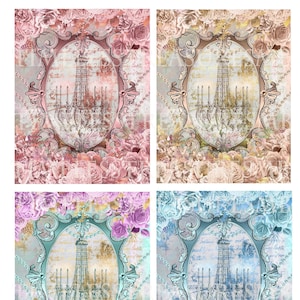 PRINTABLE VINTAGE shabby chic CARDS, junk journal kit, chandelier collage embellishment, digital victorian greeting cards, roses paper craft