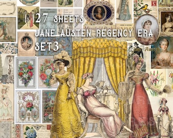 Jane Austen Regency Ephemera: Vintage Scrapbook Kit (27 Sheets) (Digital Download)