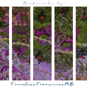 5 MARCADORES DE LIBROS con diamantes brillantes, regalo para el día de la madre, mariposas para imprimir digitalmente, kit de diario basura y collage de adornos para álbumes de recortes