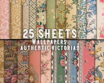 Vintage Floral Wallpaper: 25 Victorian Scrapbook Paper Sheets (Digital Download)