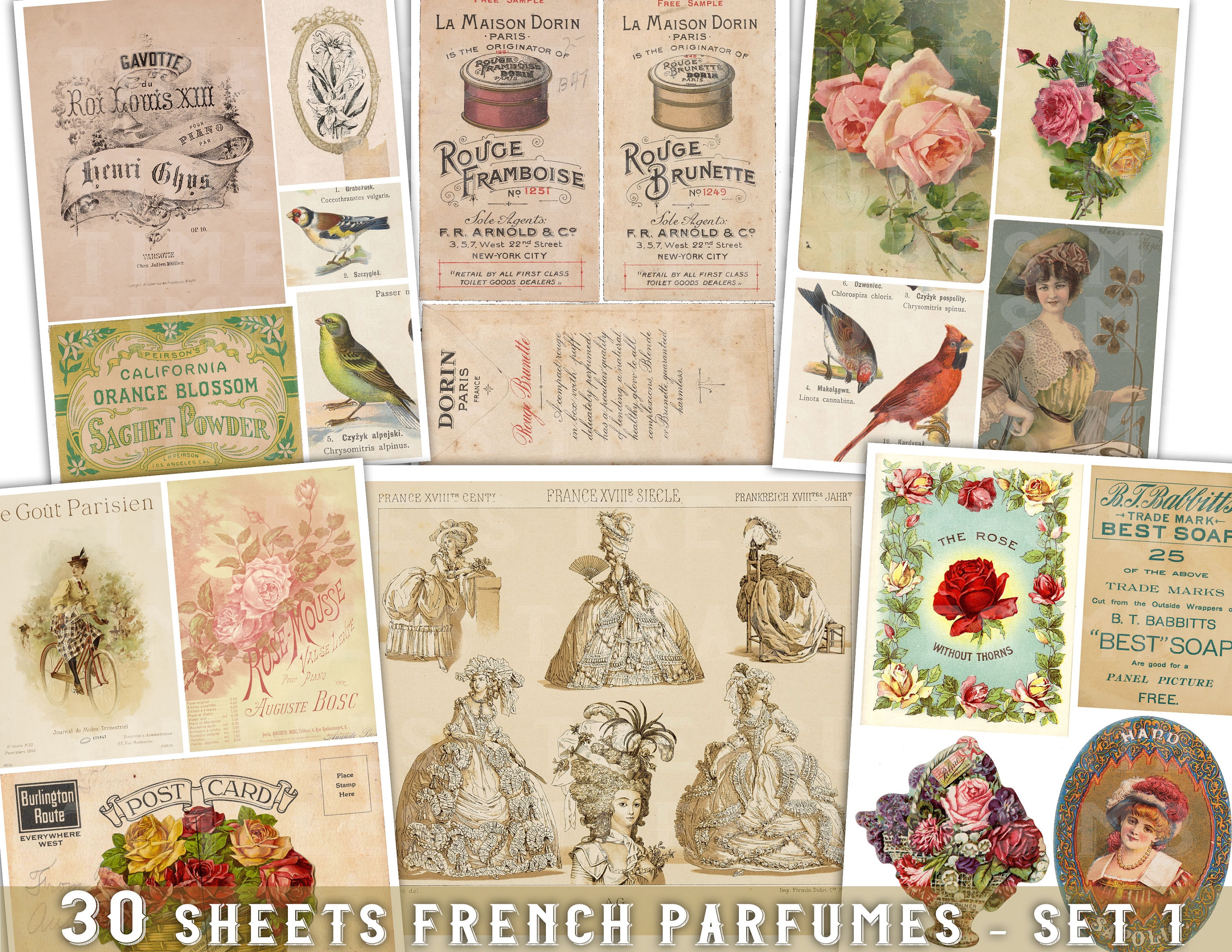 French Perfume Ephemera: Vintage Paris Labels, Tags (30 Printable ...
