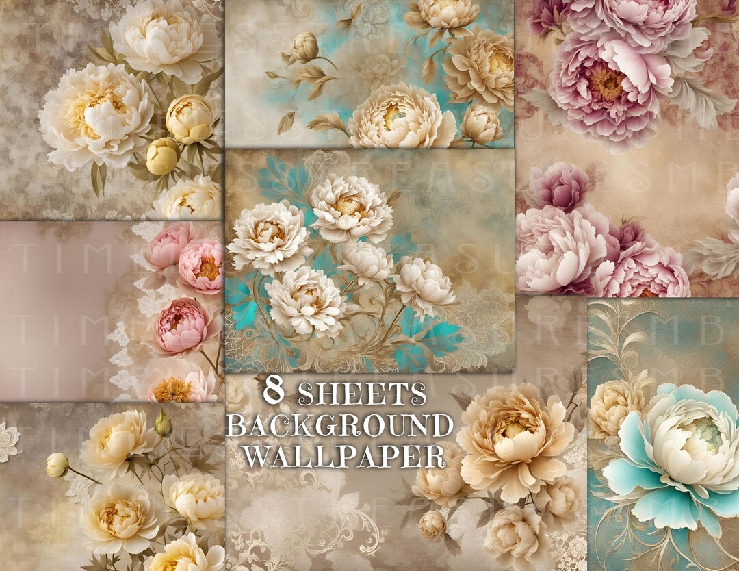 Floral Junk Journal Kit: Vintage Peony Ephemera (digital Download) - Etsy