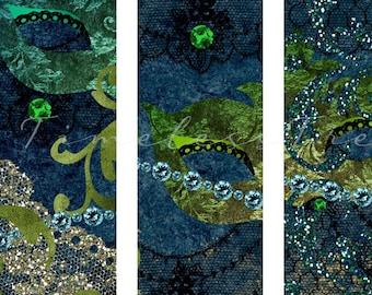 Vintage Glamour Bookmarks, Glitter Printable, Junk Journal Embellishment (PDF)