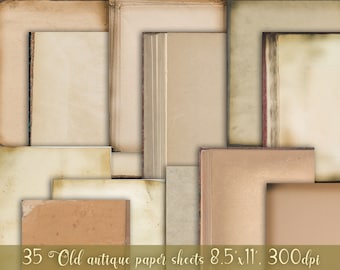 Vintage Paper Textures, 35 Antique Distressed Sheets (Digital Download)