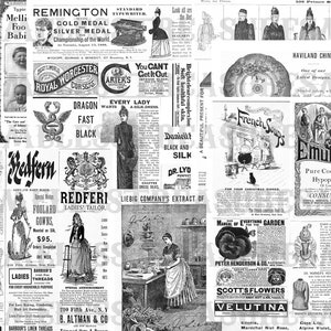 JUNK JOURNAL PRINTABLE ephemera, vintage journal supplies, old papers, antique trade cards, 10 sheets,  victorian collage sheets, scrapbooks