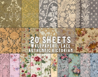 Puede incluir: 20 hojas de papel tapiz y encaje de época victoriana. Los patrones son de varios colores, incluyendo dorado, marrón, rosa, azul y verde. Los patrones presentan diseños florales, damasco y encaje.
