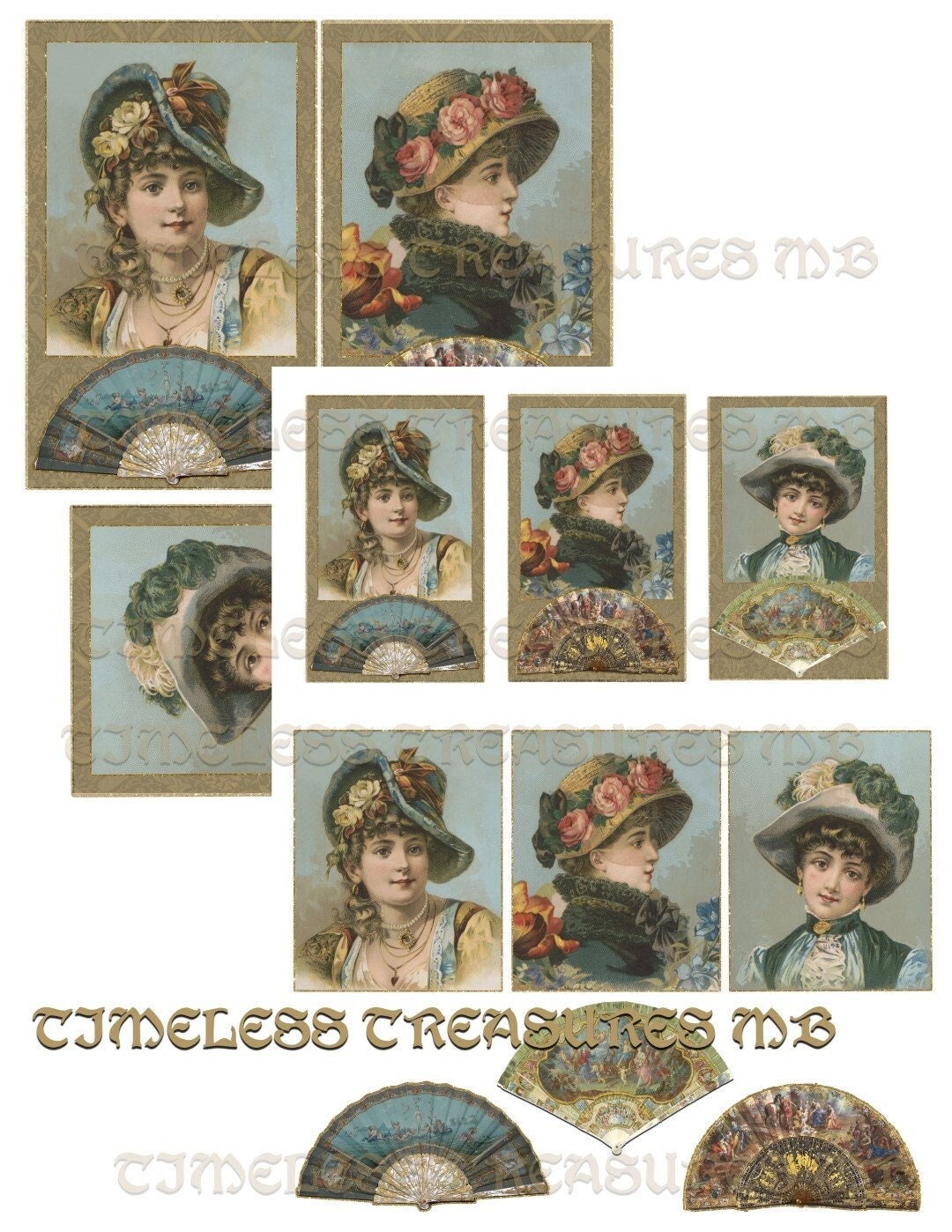 Vintage Scrapbook Junk Journal Kit VICTORIAN WOMEN With Hat and Fan ...