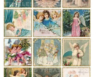 Vintage Weihnachtsengel Karten, Printable Ephemera (Digitaler Download)