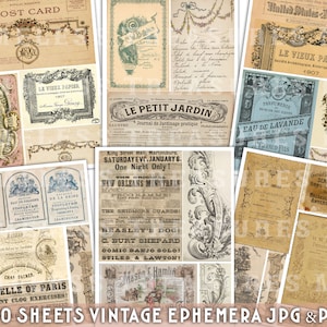 printable VINTAGE ephemera junk journal kit, 30 sheets, SET no. 10, printable labels, tags, scrapbook cards, collage, antique, ornaments, letters, Victorian ephemera, printable ephemera, antique paper, collage paper, paper craft work, shabby chic