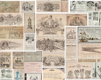 Zestaw Vintage Ads Ephemera, Junk Journal (do pobrania w wersji cyfrowej)